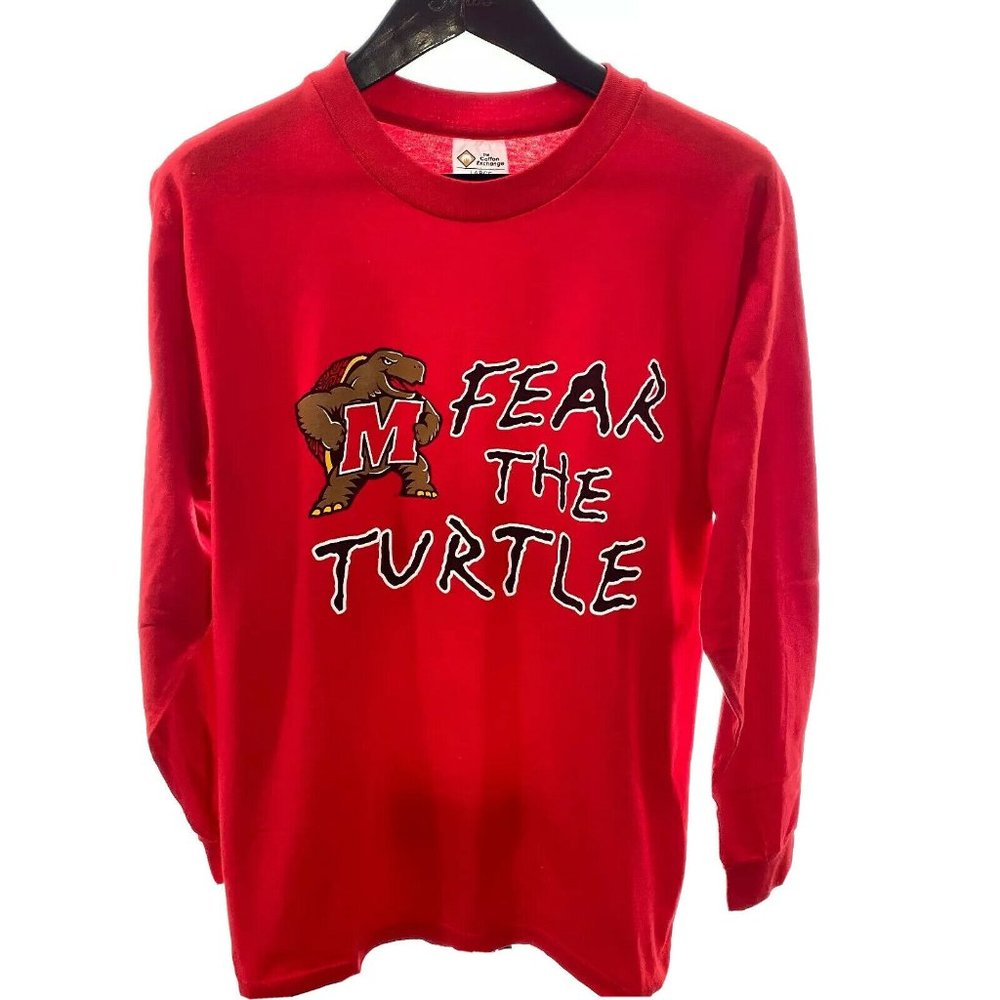 Maryland Terps Long Sleeve M T-shirt Vintage USA Made Red